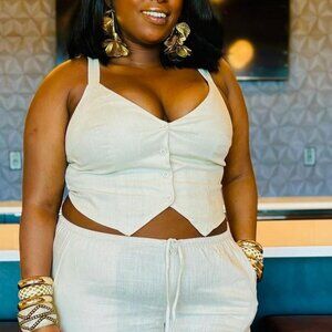 H&M Linen Blend Waistcoat & Pants